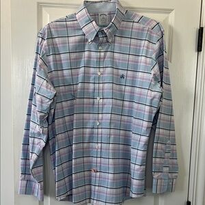Brooks Brothers Blue and Pink Plaid Shirt XL